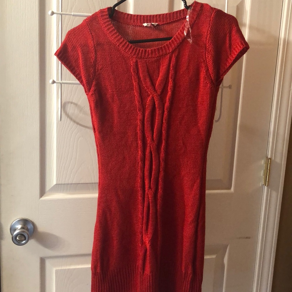 Red sweater dress